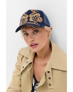 Ed Hardy Skull & Snakes Trucker Cap - Blue