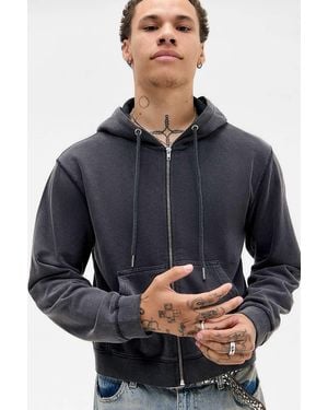 BDG Charcoal Bonfire Zip-through Hoodie - Blue