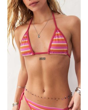 Urban Outfitters Uo Stripe Triangle Bikini Top - Pink