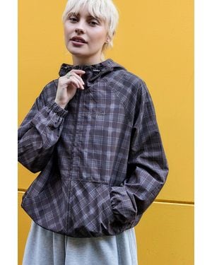iets frans... Carter Check Water Resistant Windbreaker Jacket - Blue