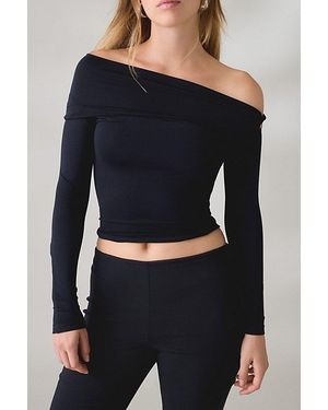 Out From Under All Nighter Seamless Foldover Off-The-Shoulder Top - Black