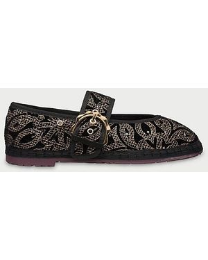 Flabelus Velvet Sophie Bloom Mary Jane Shoe - Black