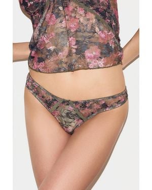 Out From Under Ruched Front Lace Thong - Black
