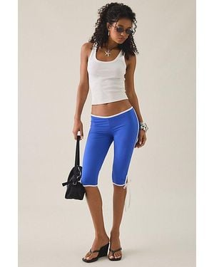 Lioness Sunset Contrast Piped Low-Rise Capri Pants - Blue