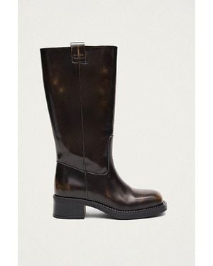 Alohas Sajan Leather Knee High Boot - Black