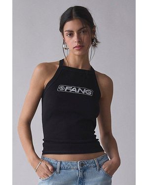 FANG NYC Uo Exclusive Embroidered High Neck Tank Top - Black