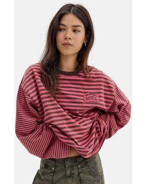 BDG Luca Mixed Stripe T-shirt - Red