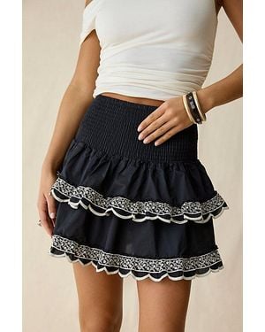 Glamorous Rara Shirred Tiered Ruffle Mini Skirt - Black