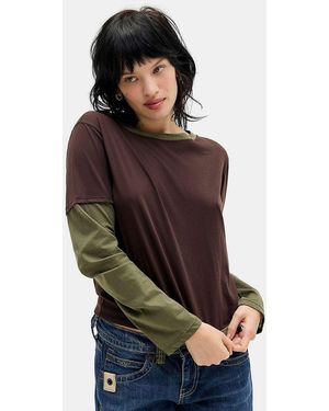 Motel Enidy Double Layer T-shirt Xs At Urban Outfitters - Multicolour