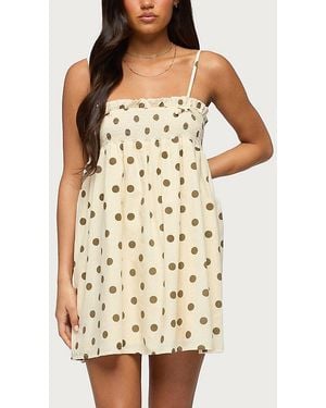 Edikted Polka Dot Linen Look Mini Dress - Natural