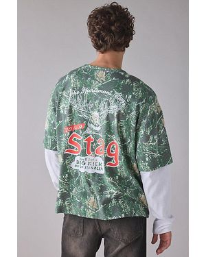 Urban Outfitters Stag Beer Double Layer Tee - Green