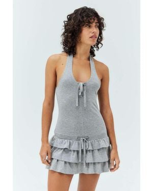 Urban Outfitters Uo Belle Ruffle Playsuit - White