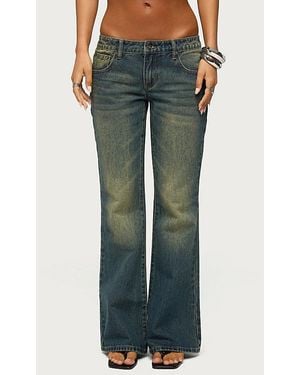 Edikted Shirili Low Rise Flared Jeans - Green