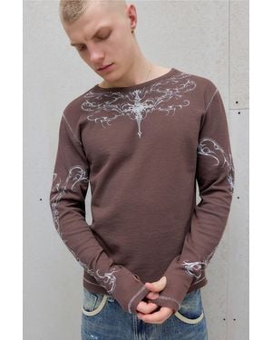 Jaded London Uo Exclusive Taupe Ines Waffle Long Sleeve Top - Purple