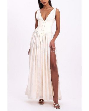Miss Circle Sabrina High Slit Jacquard Maxi Dress - Pink