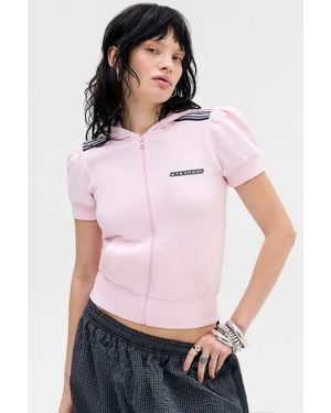 iets frans... Trip Hooded Short Sleeve Track Top - White