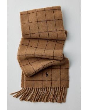 Polo Ralph Lauren Windowpane Check Reversible Scarf - Brown