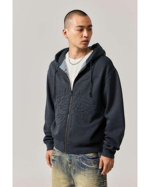 Ed Hardy Uo Exclusive Rose Zip-up Hoodie - Grey