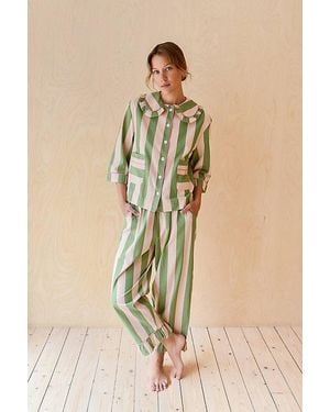 TBCo Cotton Ruffled Cropped Leg Pyjama Set Top - Natural