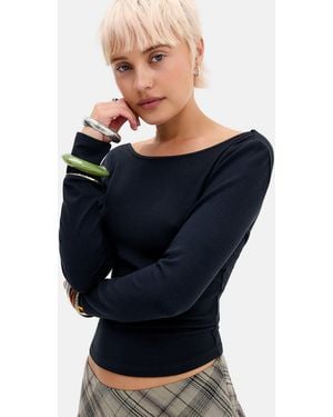 BDG Low Back Long Sleeve Tight Top - Blue