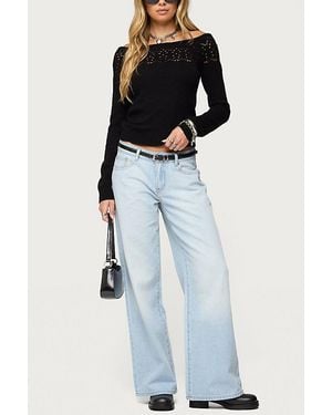 Edikted Magda Low Rise Acid Wash Jeans - Blue