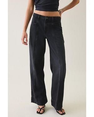 Guess G11 Paneled Mid-Rise Wide Leg Jeans - Black