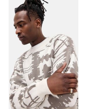 Urban Outfitters Uo Ecru Patterned Crew Neck Knit Jumper - Natural