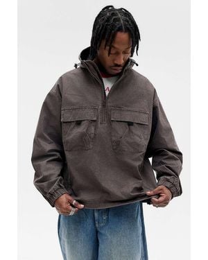 Ayker Bellow Textured Half-zip Anorak Jacket - Grey