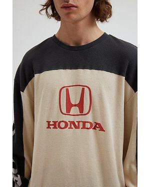 Urban Outfitters Honda Logo Graphic Blocked Thermal Long Sleeve Tee - Natural