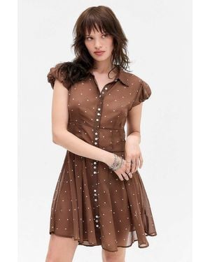 Kimchi Blue Anya Button Up Mini Dress - Brown