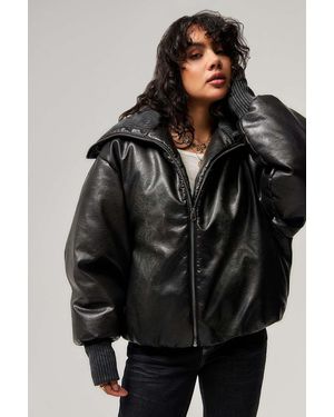 Jaded London Alloy Faux Leather Bomber Jacket - Black