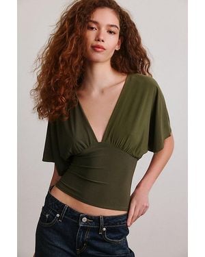 Kimchi Blue Sienna Deep-V Plunge Top - Green