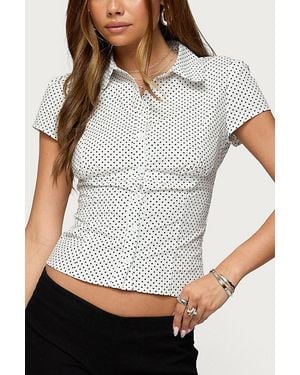 Edikted Massie Tailored Button Up Shirt Top - Grey