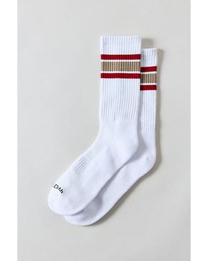 Standard Cloth Athletic Stripe Crew Socks - White