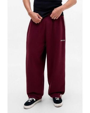iets frans... Burgundy & Grey Panelled Harri Baggy Joggers - Red