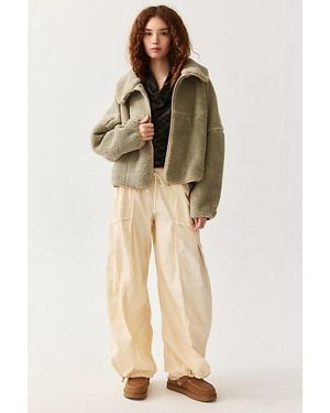 UGG Raynie Asymmetric Snap Fleece Funnel Neck Jacket - Natural