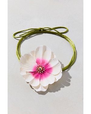 Urban Outfitters Bloom 3D Flower Satin Cord Wrap Necklace - Pink