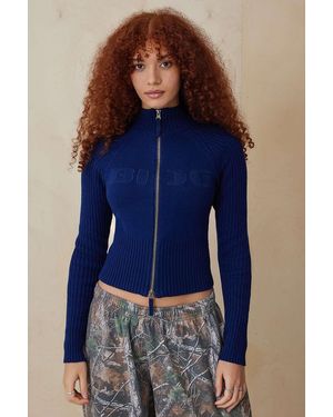 BDG Zip-through Knit Track Top - Blue