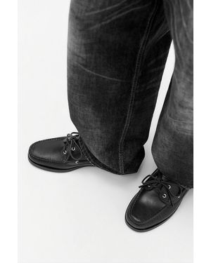 G.H. Bass & Co. G. H. Bass G. H Bass Dark Brown Textured Boat Shoes - Black