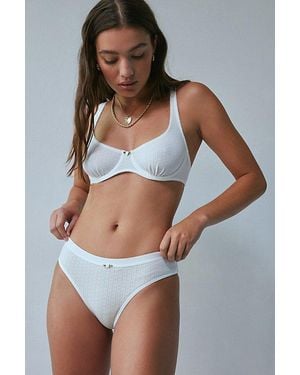 Out From Under Pointelle Knit Rosette Bikini Underwear - White
