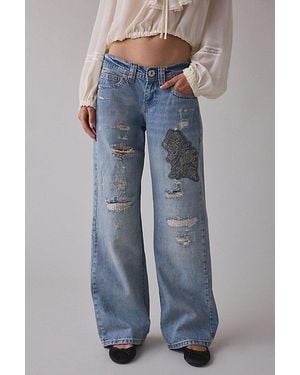 BDG Kayla Rip + Repair Embellished Low-Rise Jeans - Blue