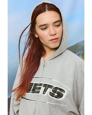 iets frans... Grey Zip-through Bubble Hem Hoodie