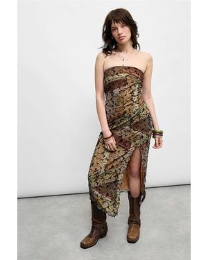 Urban Outfitters Uo Samara Mesh Bandeau Midi Dress - Green
