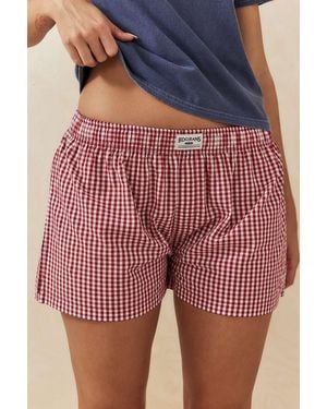 BDG Gingham Boxer Shorts - Red
