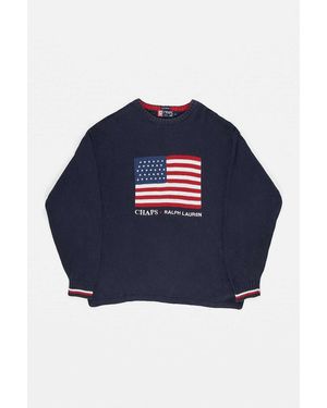 Urban Renewal One-of-a-kind Chaps Ralph Lauren Knitted Flag Jumper - Blue
