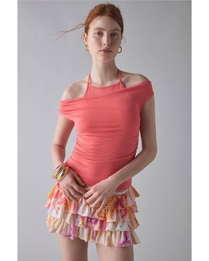 Urban Outfitters Uo Marni Twoffer Short Sleeve Top - Red