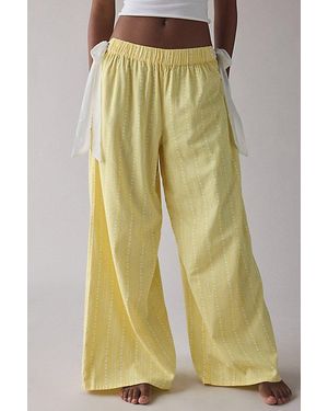 Out From Under Eat Your Heart Out Side-Tie Bow Pj Pants - Yellow