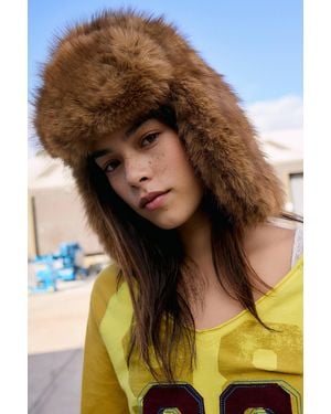 Urban Outfitters Uo Faux Fur Trapper Hat - Brown