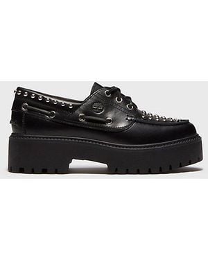 Timberland Stone Street Studded Platform Boat Shoes - Black