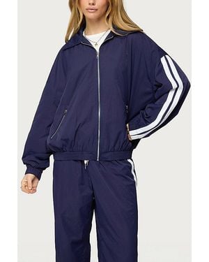 Edikted Kieran Stripey Nylon Track Jacket - Blue